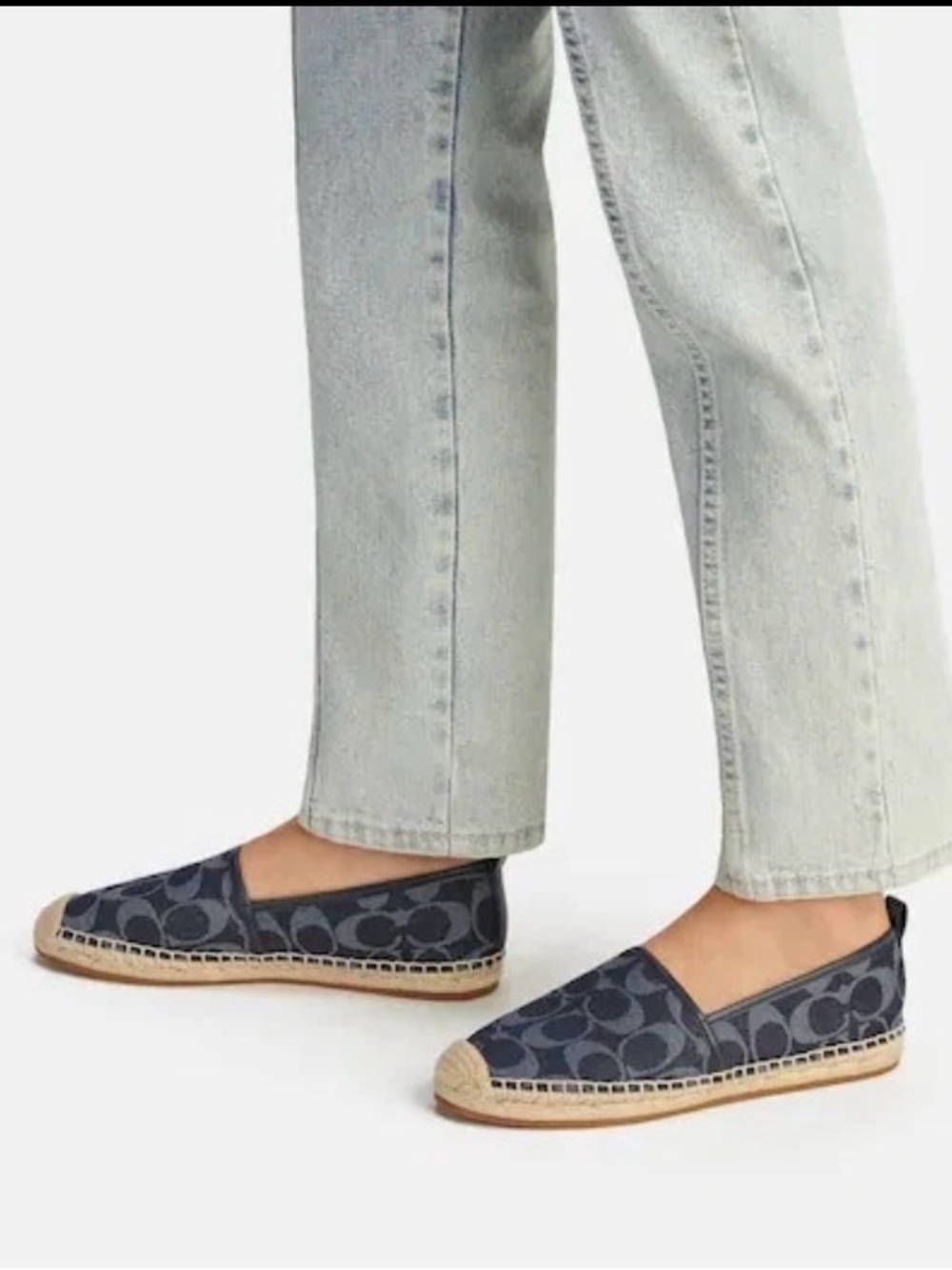 Coach Navy Codi Logo Espadrille Flats